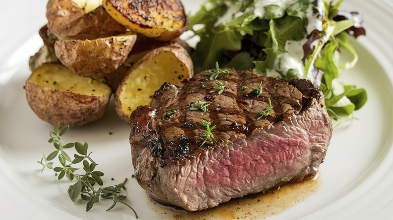 A grilled beef steak