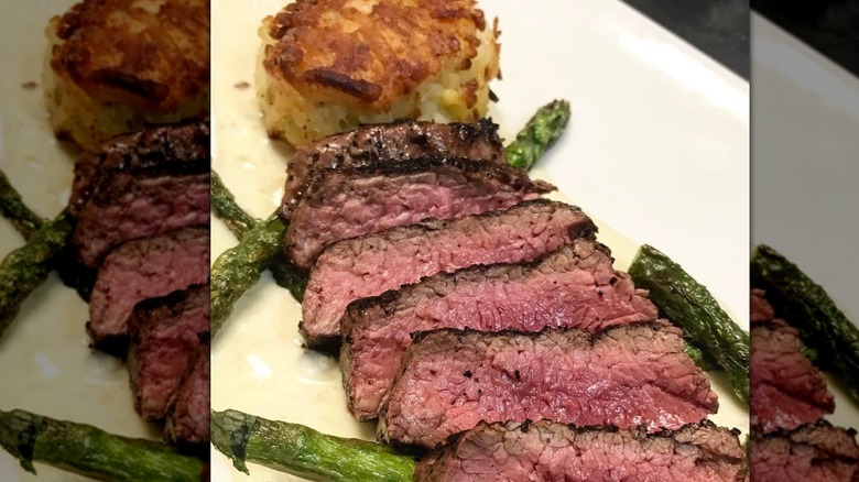 Plate of baseball sirloin with potato