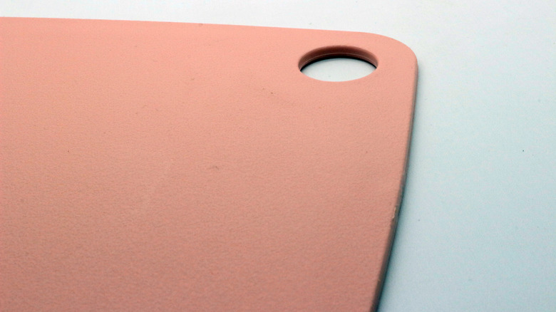 Pink plastic cutting board