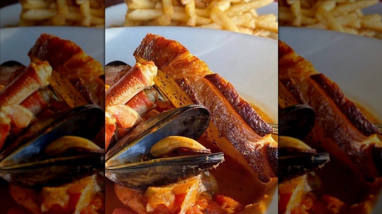 Close up of Cioppino dish from Pier Market Seafood Restaurant.
