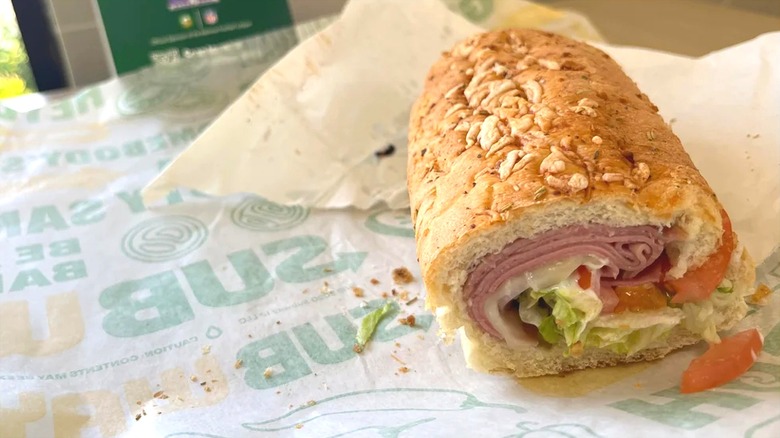 Close-up of Italian cold cut sub sandwich