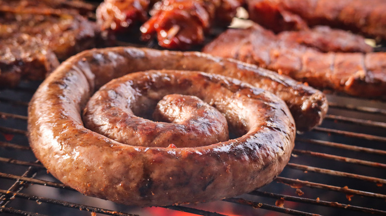 A barbecue with boerewors and other meats
