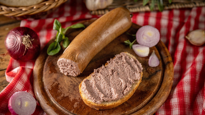 Liverwurst spread on bread