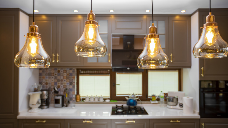 Modern pendant lights in a kitchen