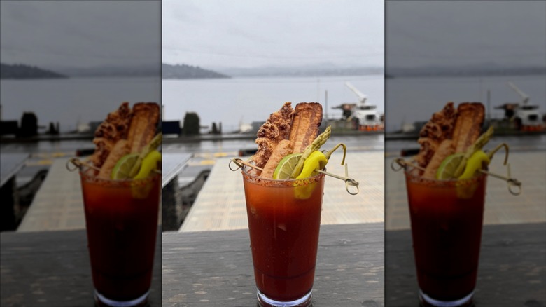 A bloody mary out on the deck at The Stonehouse Cafe in Seattle.