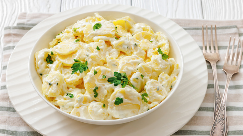 Bowl of creamy potato salad