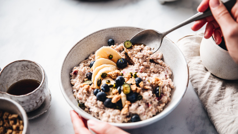 Bowl of oatmeal with fruit