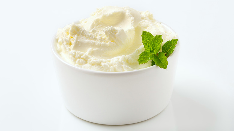 Bowl of cream cheese