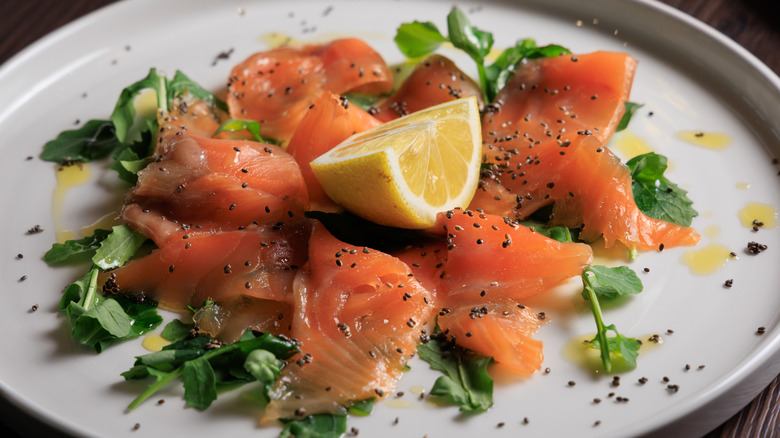 Plate of smoked salmon