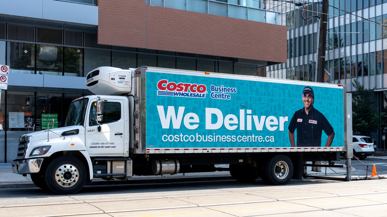 Costco delivery truck parked on a street