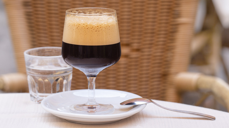 Caffè Shakerato in a glass.