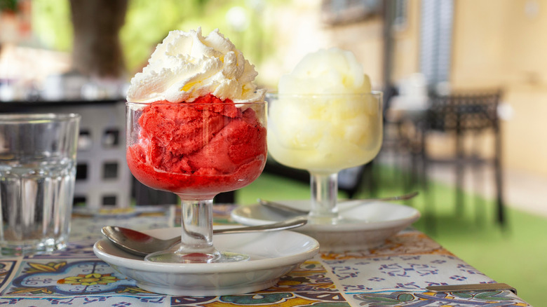 Granita topped with whipped cream