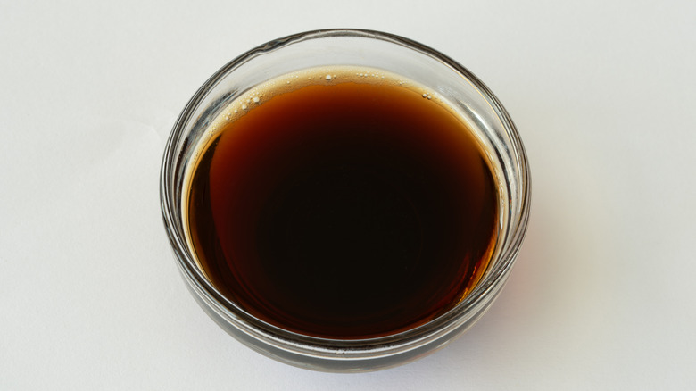 Ponzu sauce in a small clear bowl