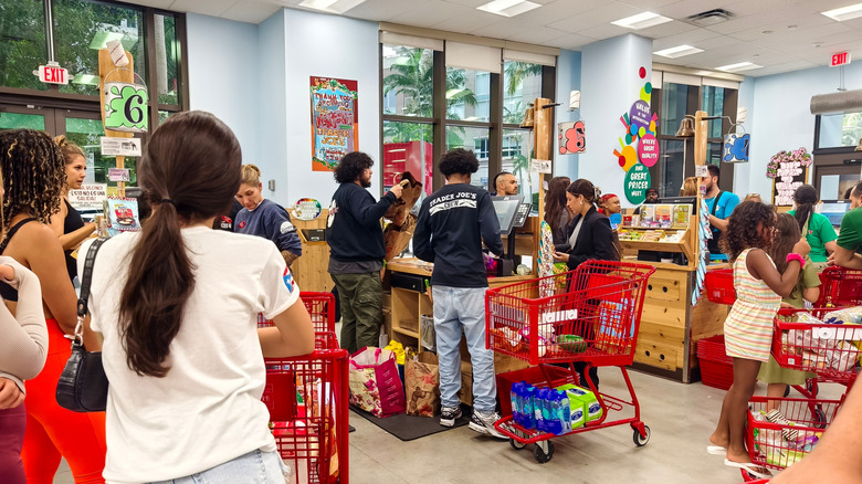 Checkout lanes at a Trader Joe's