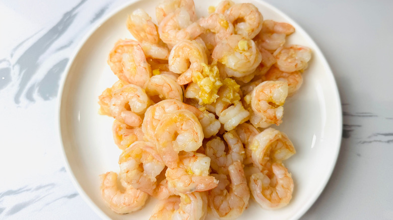 Cooked shrimp on plate