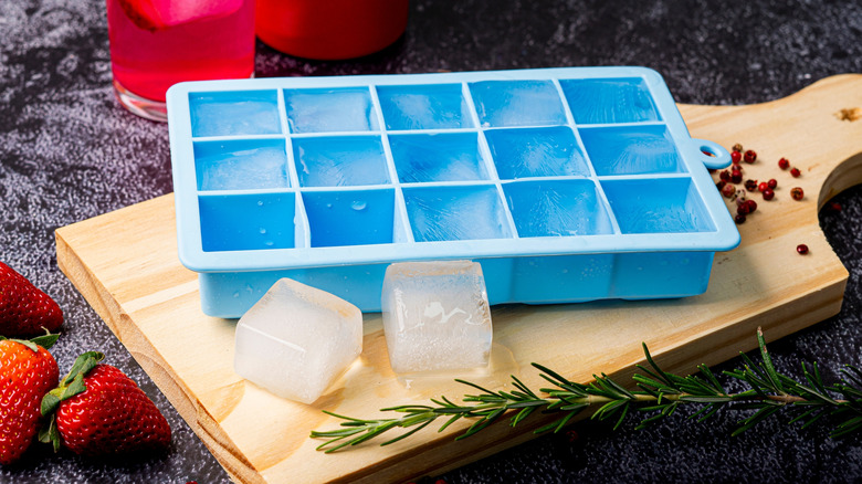 silicone food containers filled with ice