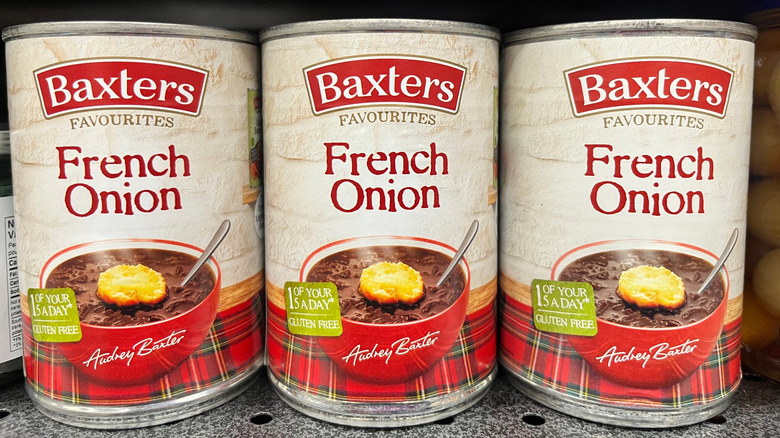 Cans of French onion soup