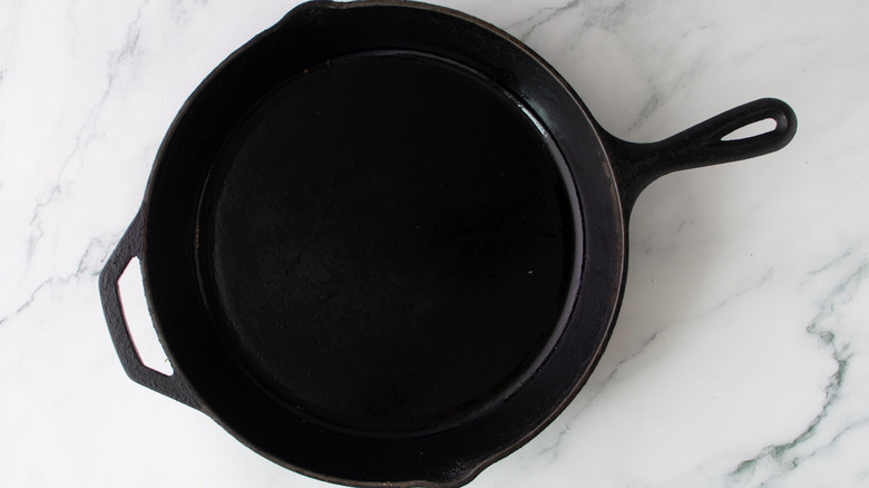 black cast-iron frying pan