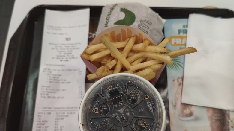 Overhead angle of a McDonald's McChicken McSaver meal in Singapore