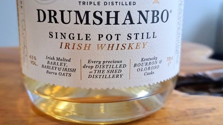 a bottle of Drumshanbo Irish whiskey
