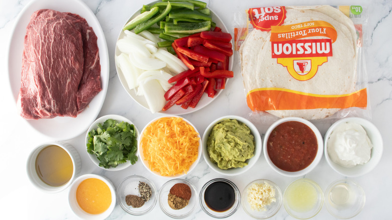 Sizzling steak fajita ingredients