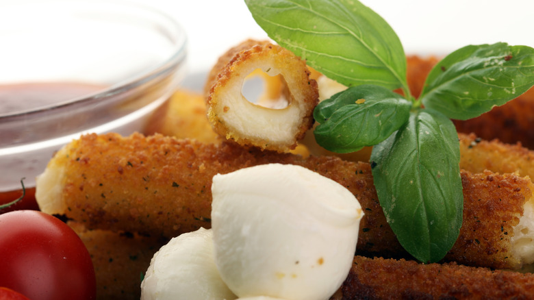 mozzarella sticks with fresh bocconi