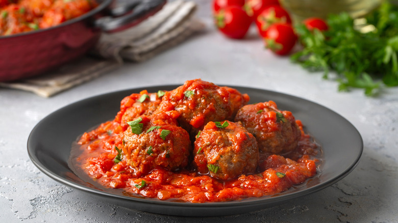 Meatballs in marinara sauce