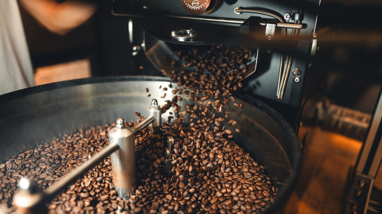 Coffee beans being roasted.