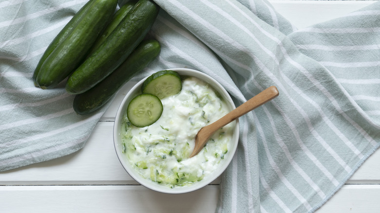 Traditional delicious appetizer; Tzatziki (Turkish name; Cacik)