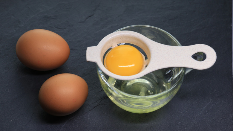 separating eggs using a plastic egg separator