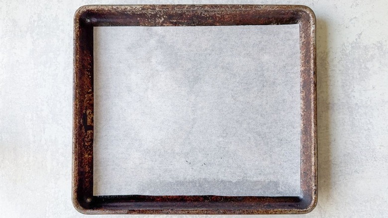 Small baking sheet lined with parchment paper