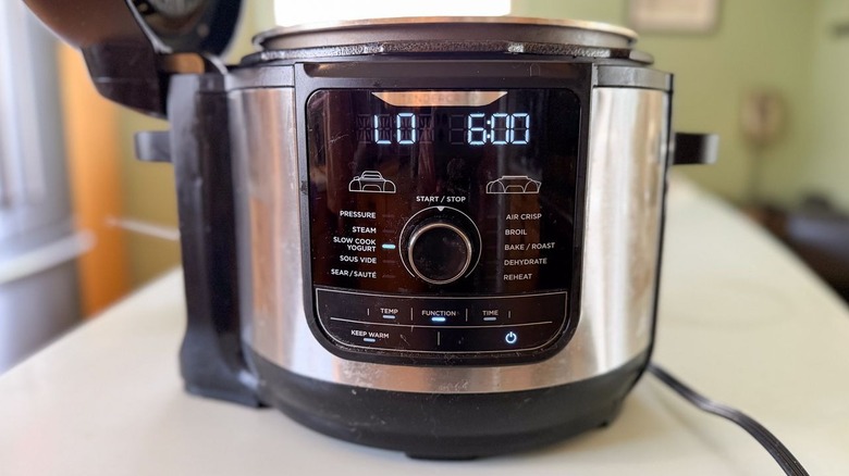 Slow cooker programmed to low setting