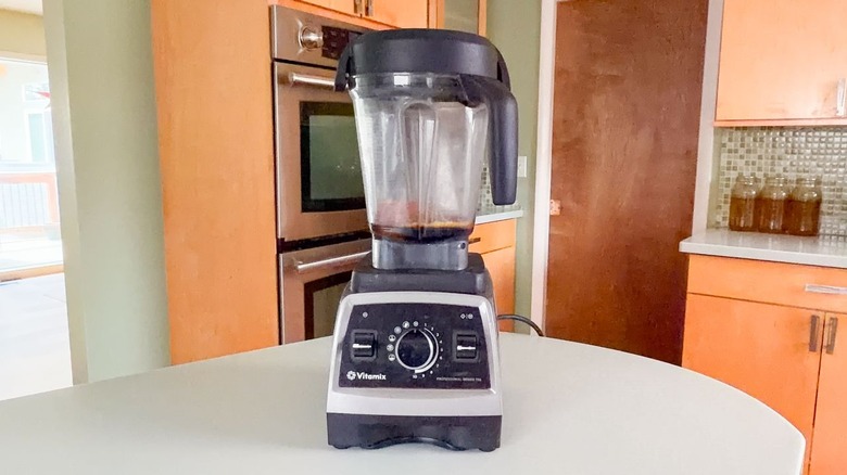 Kahlua apricot glaze ingredients in high speed blender container