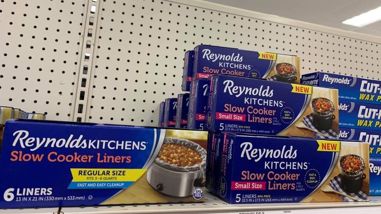 Boxes of slow cooker liners for sale at a store