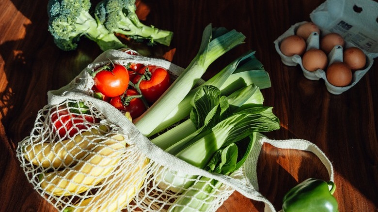 Fruits and vegetables on a counter