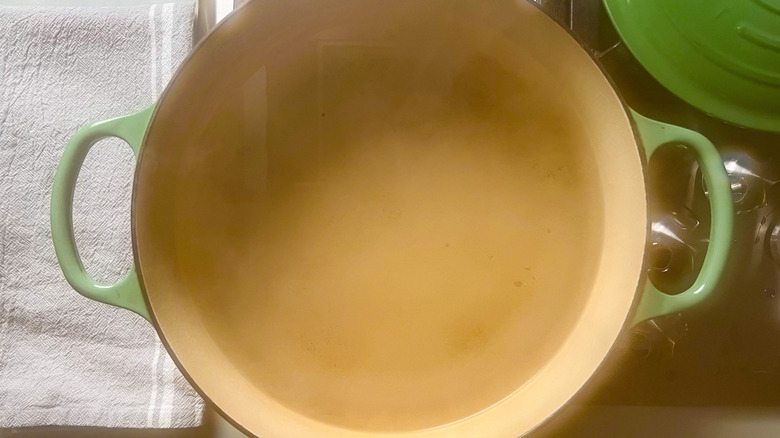 Pot of water and salt on stovetop