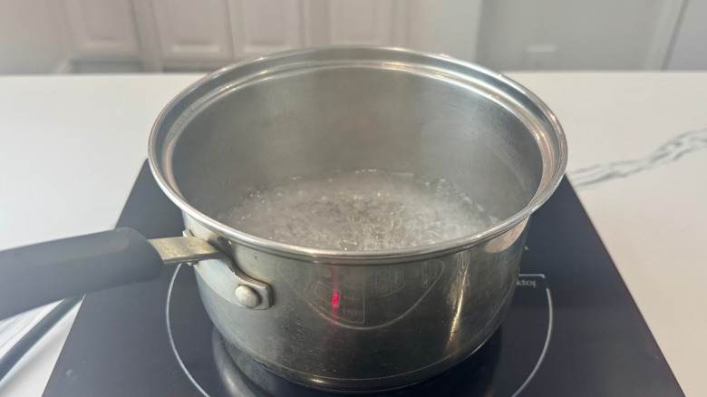 Water simmering in saucepan