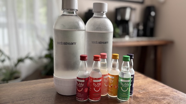 SodaStream bottles and flavorings