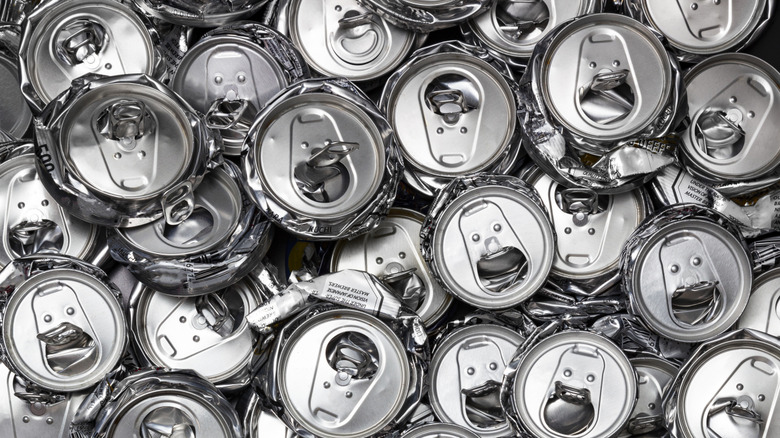 aluminum cans overhead shot