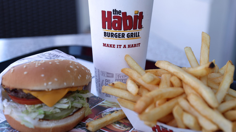 The Habit Burger & Grill fries, drink, and burger