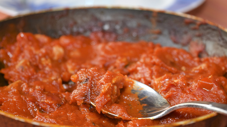 homemade tomato sauce in a pan