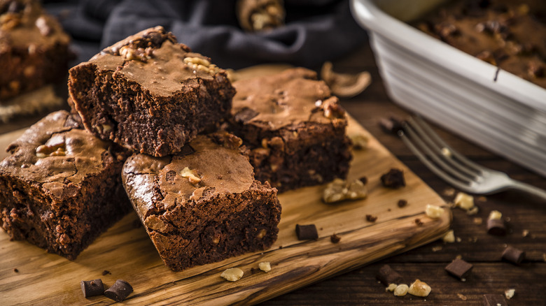 stack of square brownies 