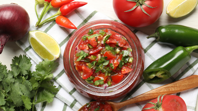 fresh salsa and ingredients