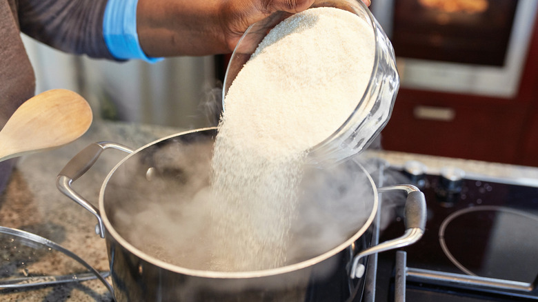 person making grits