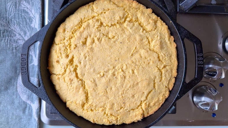 Cornbread in cast iron skillet