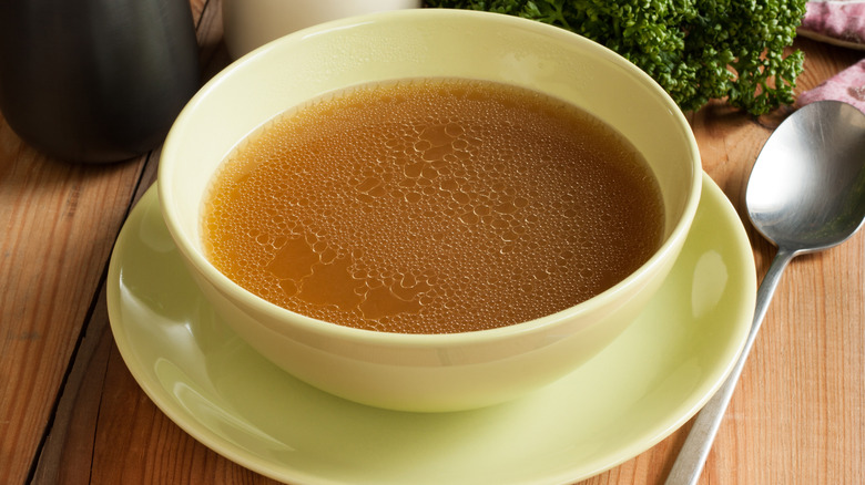 Bowl of beef broth