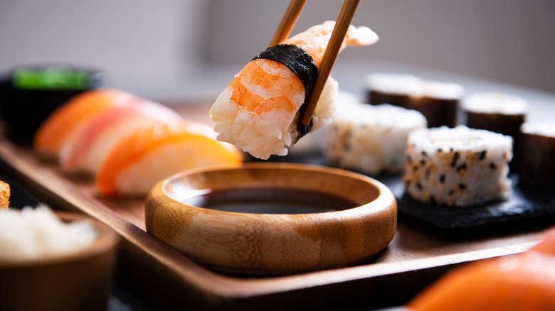 Sashimi and soy sauce
