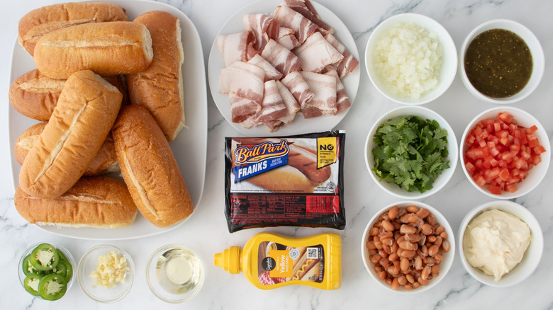 Ingredients for Sonoran hot dogs