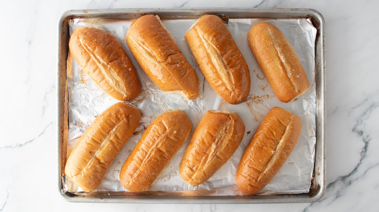 Bolillo rolls on baking sheet