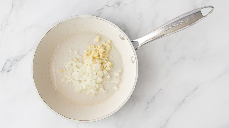 Garlic and onion in small skillet